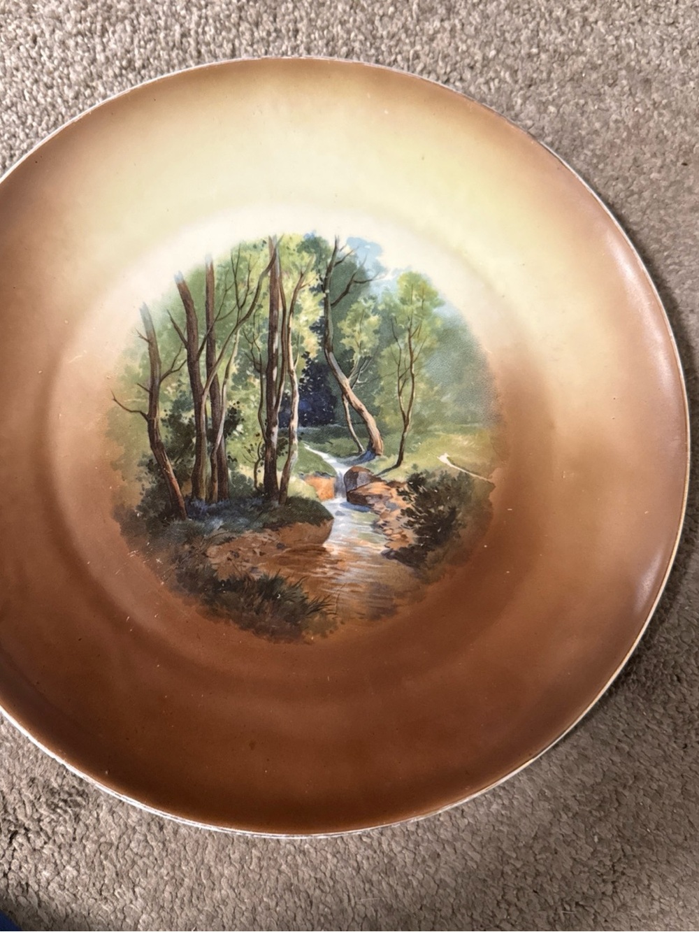 Hand-Painted Brown Scenic Decorative Wall Plate